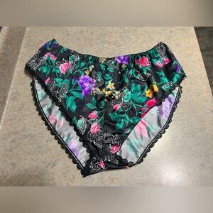Vintage Glossy OPEN FRONT Panties Underwear Size 2X Floral Vtg